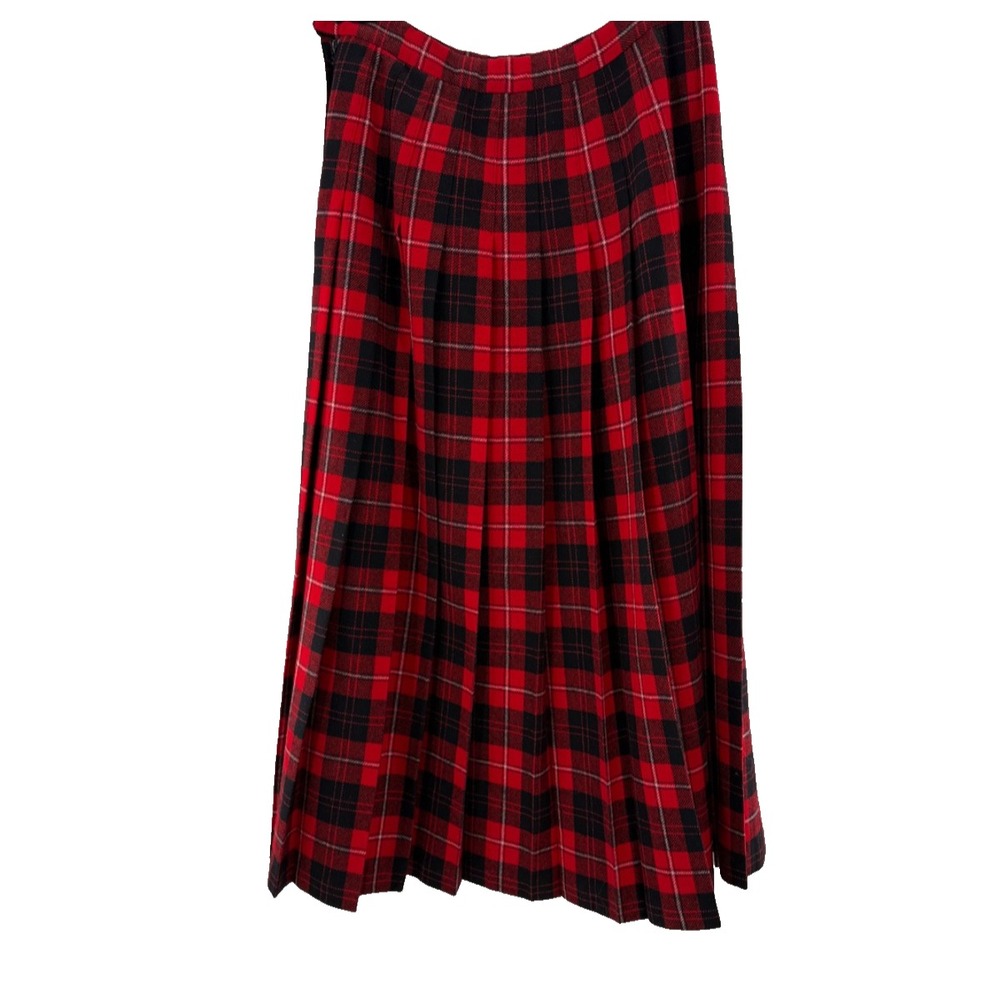 Pendleton‎ Cunningham Tartan Plaid Pleated Wool Skirt Womens 6 Red Black